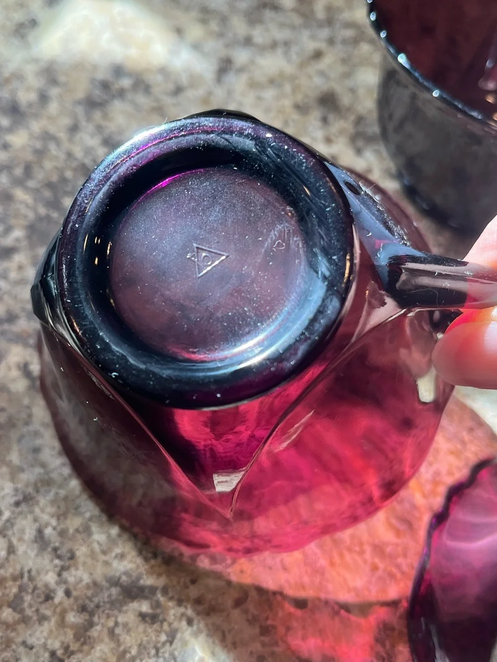 Vintage Deep Purple Amethyst Glass Tea Cups Set of 3